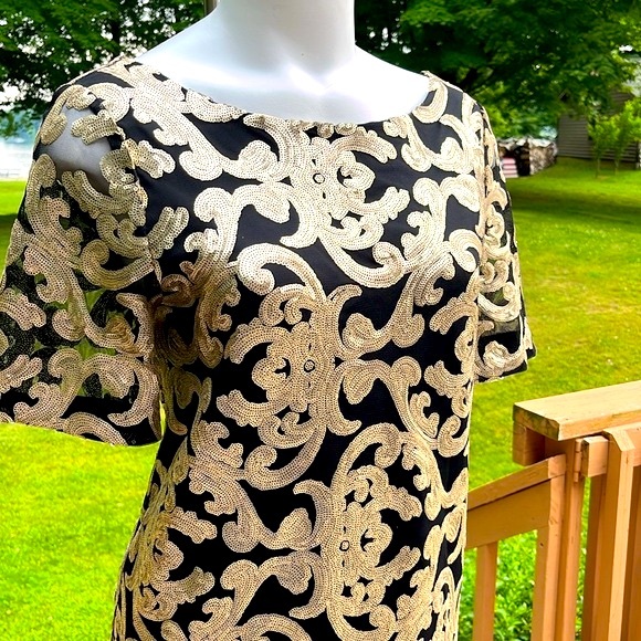 NWT The Limited sequin art-deco sheath dress 6 - Picture 4 of 12